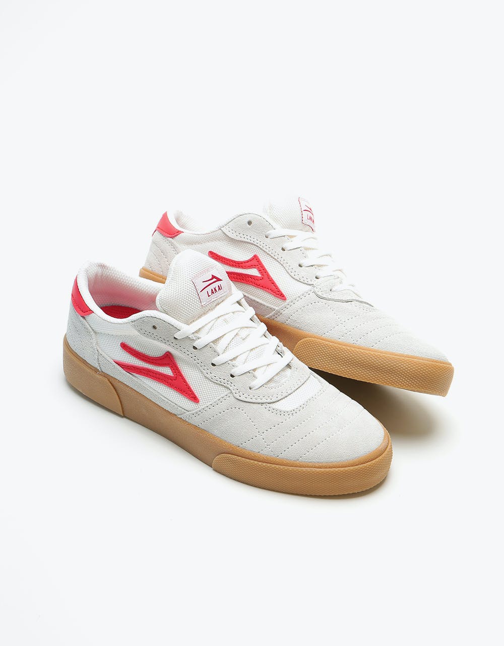 Lakai Cambridge Skate Shoes - White/Red Suede