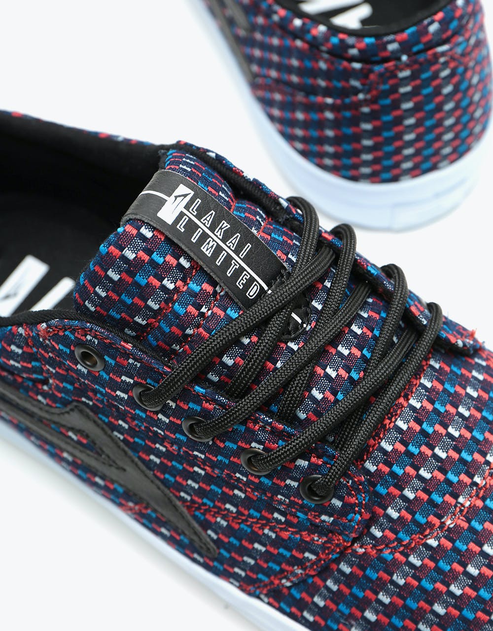 Lakai Griffin Textile Skate Shoes - Blue/Orange Checkered