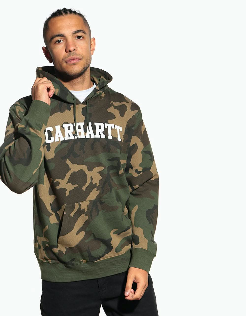 Carhartt WIP Hooded College Sweat - Camo Laurel/White