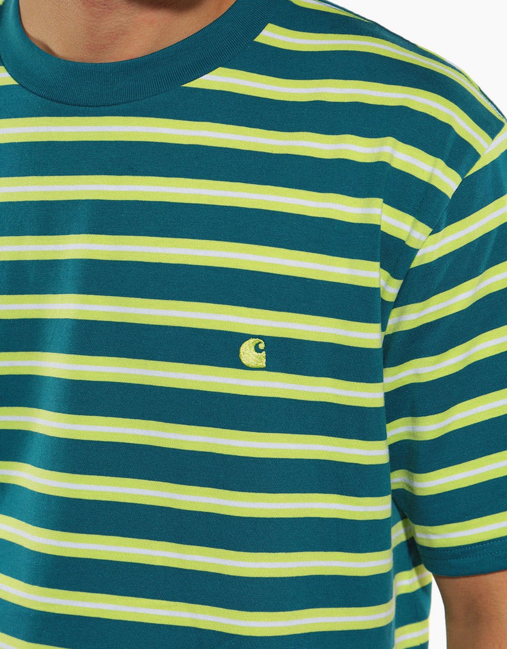 Carhartt WIP S/S Oakland T-Shirt - Moody Blue/Lime Stripe