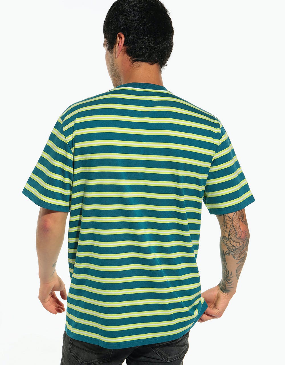 Carhartt WIP S/S Oakland T-Shirt - Moody Blue/Lime Stripe