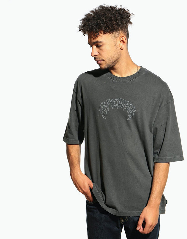 Afends Shots Fired Oversized Retro Fit T-Shirt - Stone Black