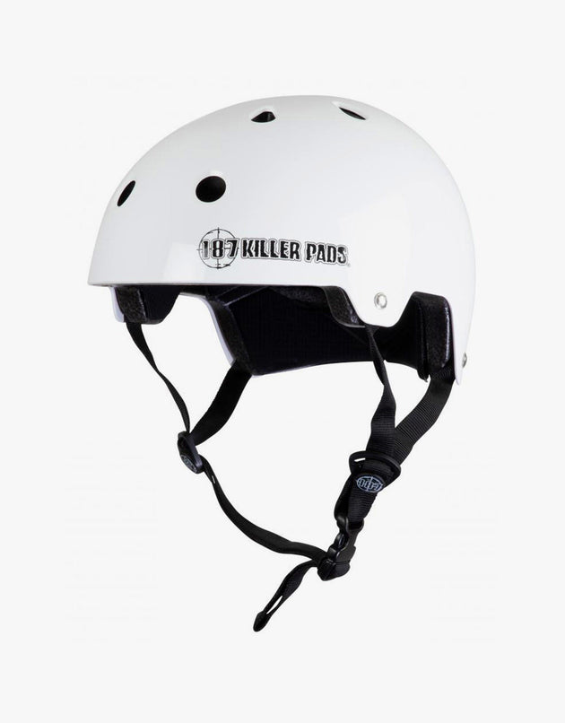 187 Killer Pads Certified Junior Adjustable Helmet - Gloss White