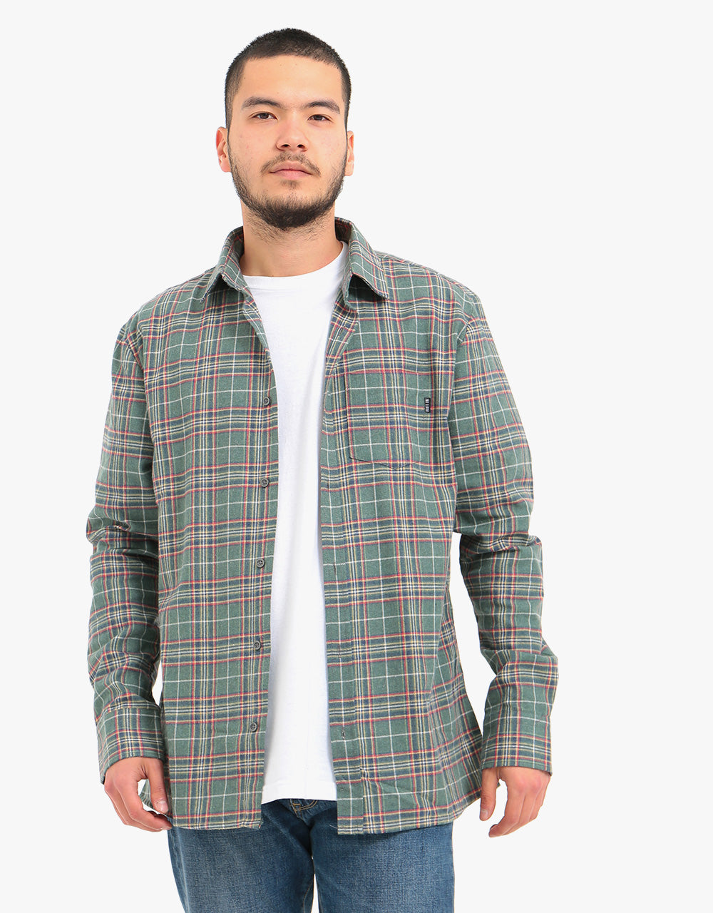 Route One Nevis Flannel Shirt - Green/Multi