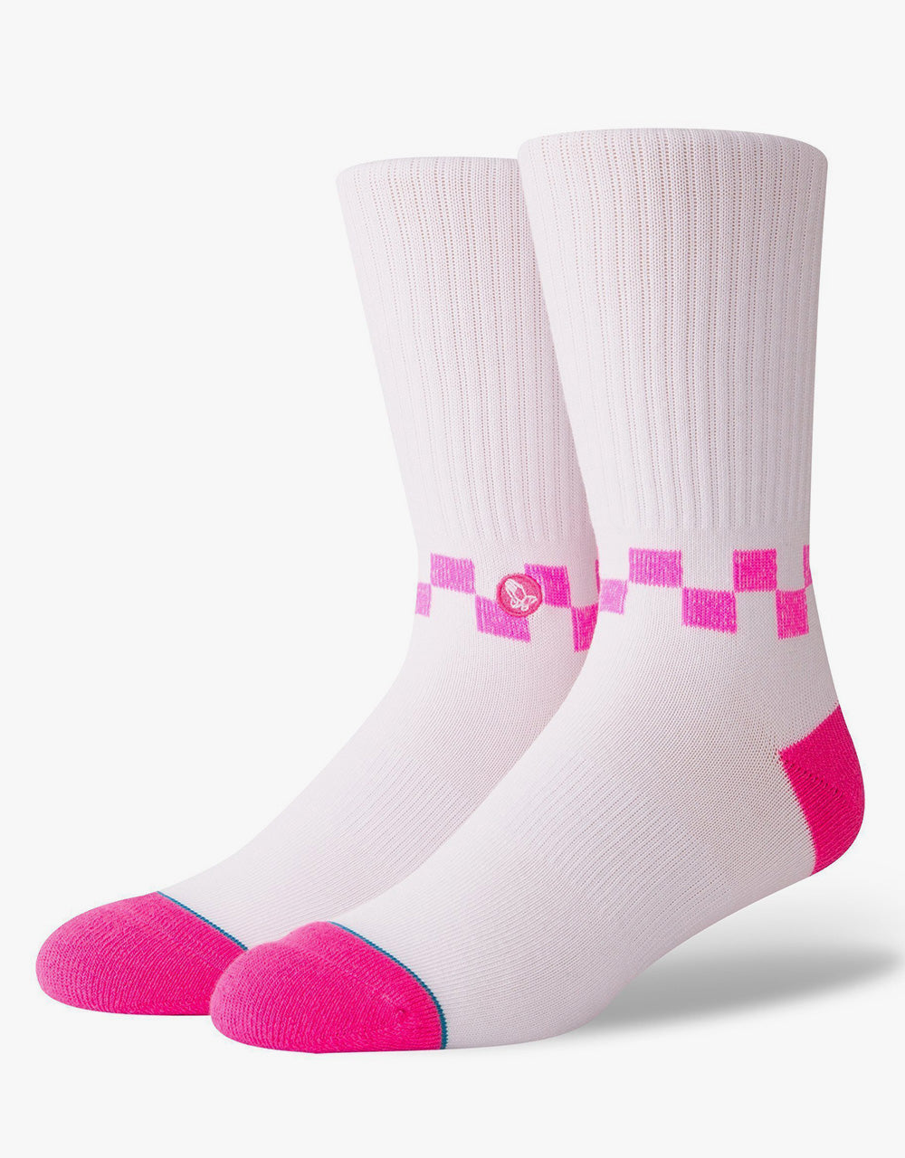 Stance Checkness Crew Socks - Neon Pink