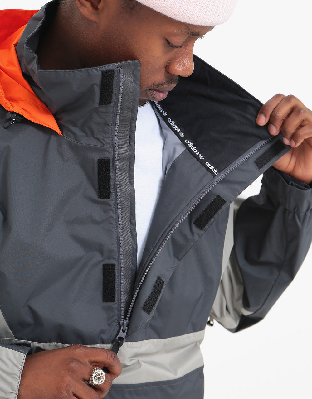 adidas Anorak Snowboard Jacket - Grey Six/Feather Grey/Signal Orange
