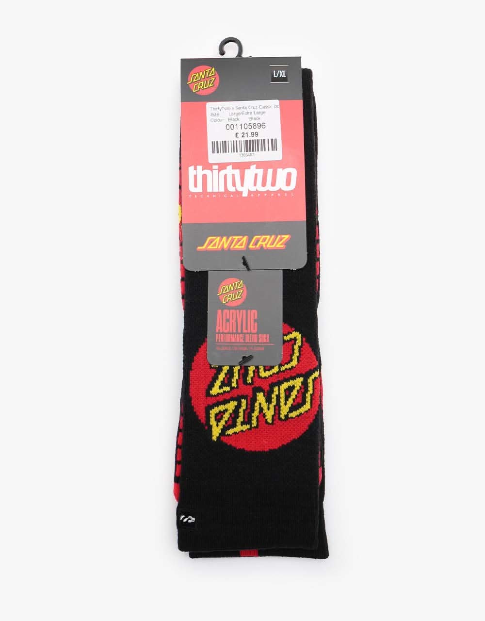 ThirtyTwo x Santa Cruz Classic Dot Snowboard Socks - Black