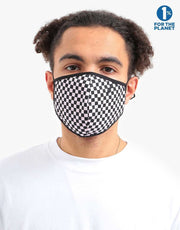 Route One Organic Cotton Face Mask - Black & Pink Checkerboard