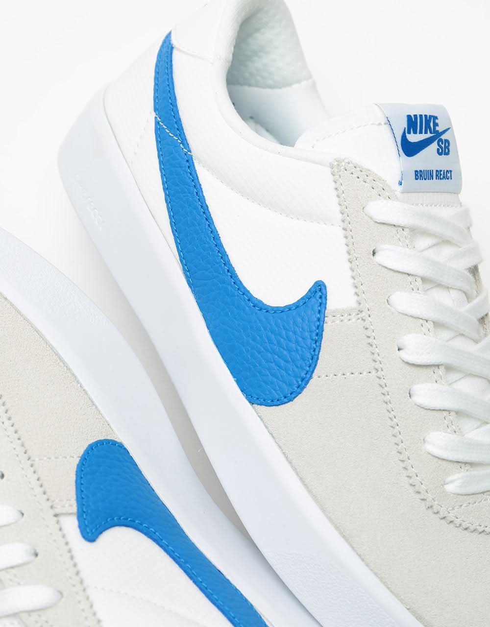 Nike SB Bruin React Skate Shoes - Summit White/Signal Blue-Summit White