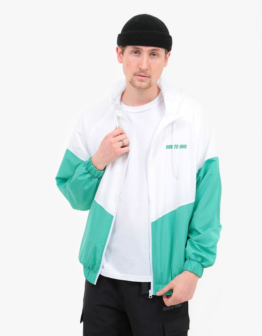 Route One Shelling Windbreaker - White/Quiet Wave
