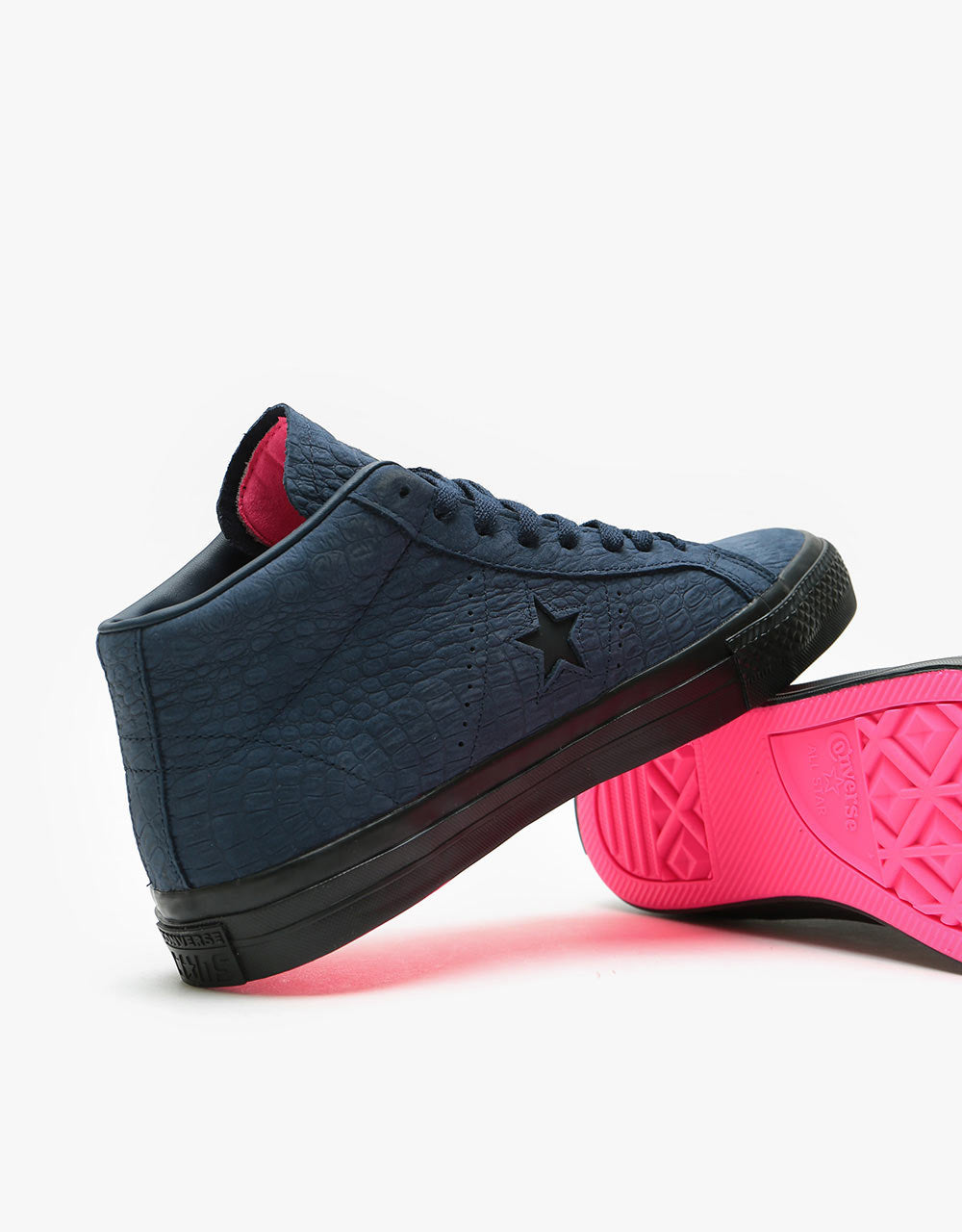 Converse One Star Pro Mid Skate Shoes - Obsidian/Hyper Pink/Black
