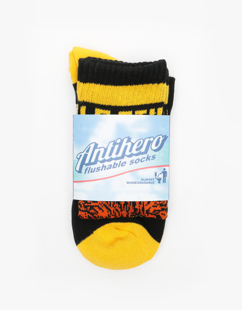 Anti Hero Grimple Stix Crew Socks - Black/Yellow/Orange