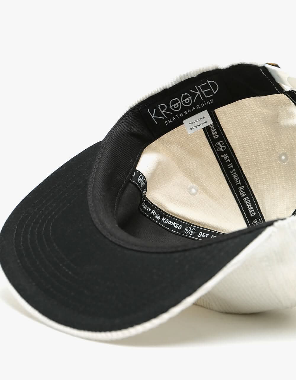 Krooked Corduroy Eyes Snapback Cap - White/Yellow