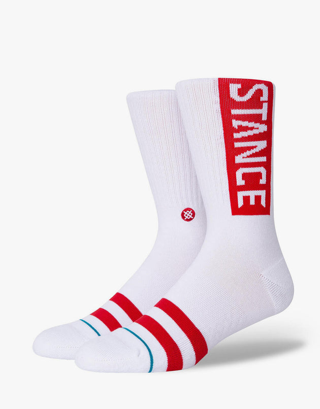 Stance OG Classic Crew Socks - White/Red