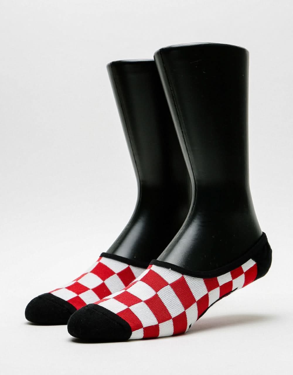 Vans Classic Super No Show 3 Pack Socks - Red/White Check