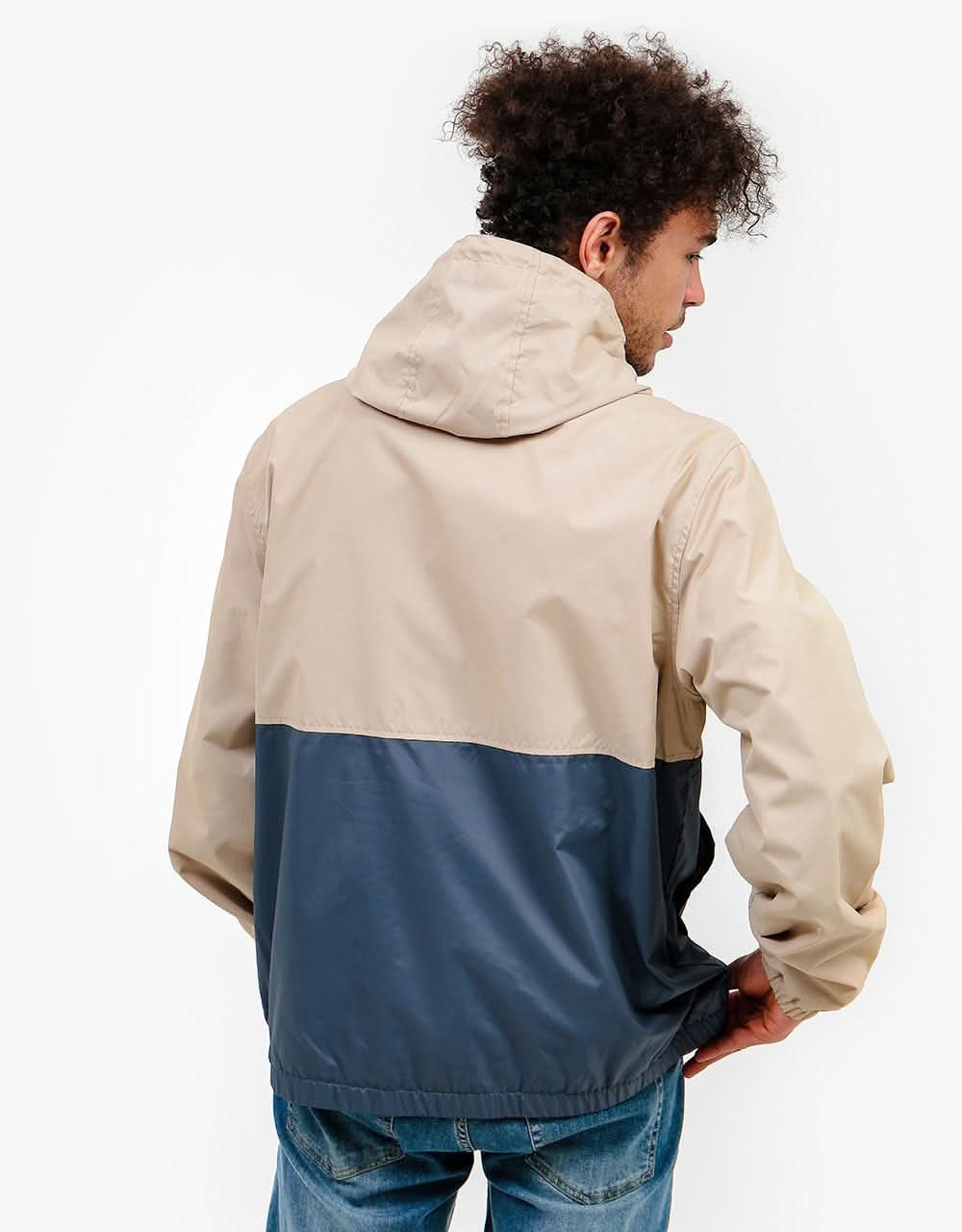 Brixton Claxton Crest Lightweight Zip Hood Jacket - Vanilla/Steel Blue