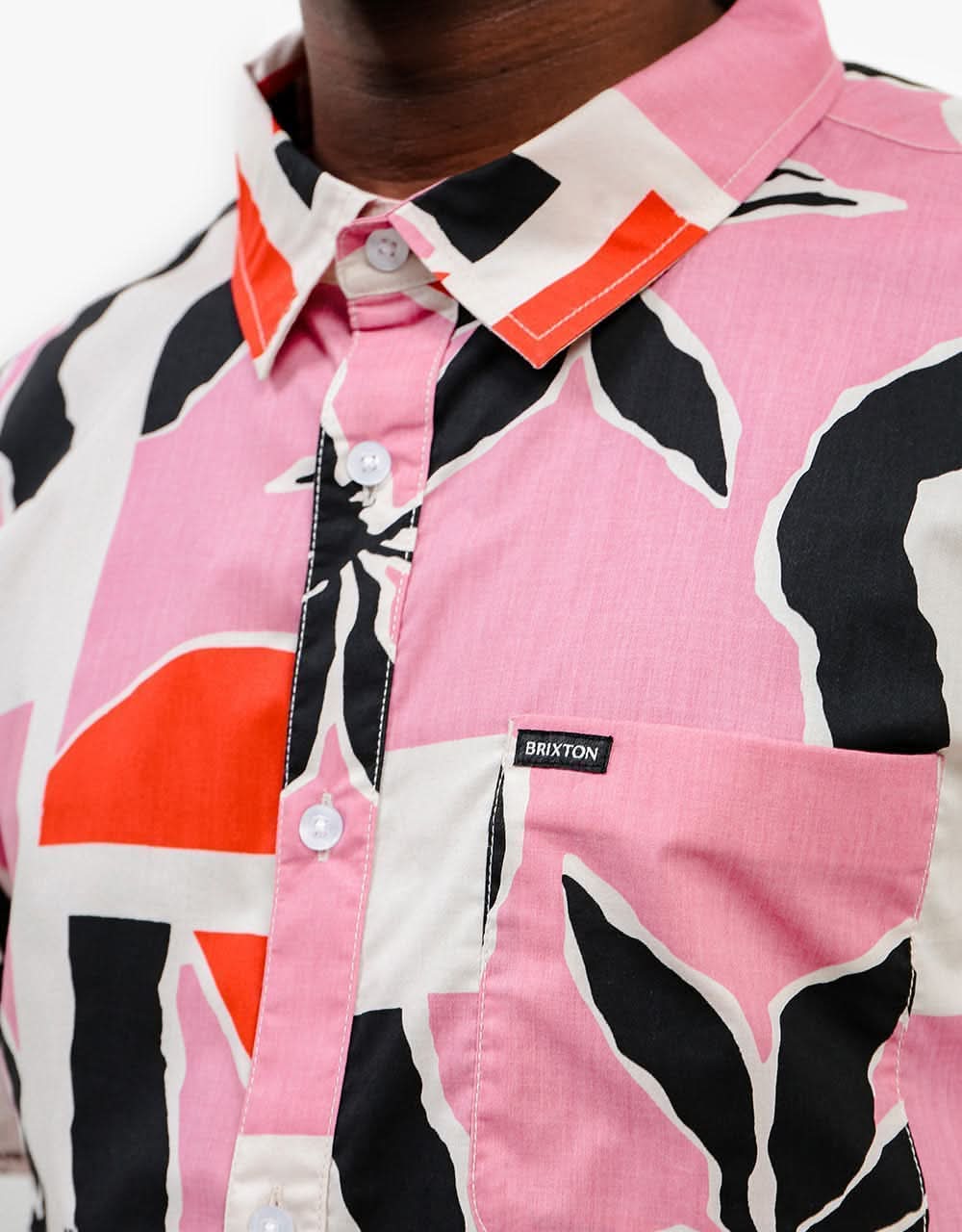 Brixton Charter Print S/S Woven Shirt - Pink/Red