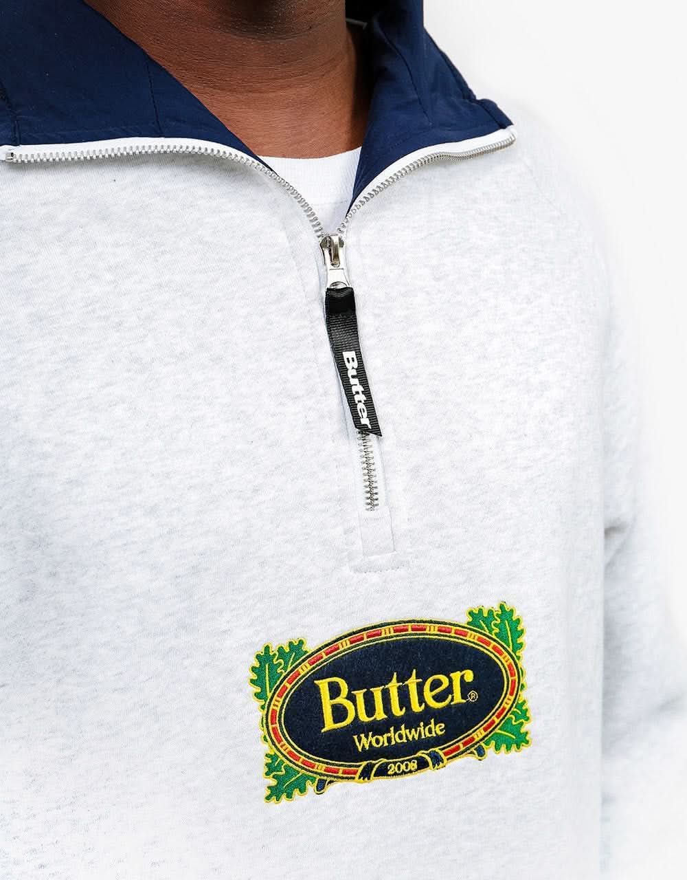 Butter Goods Crest 1/4 Zip Pullover - Ash Grey