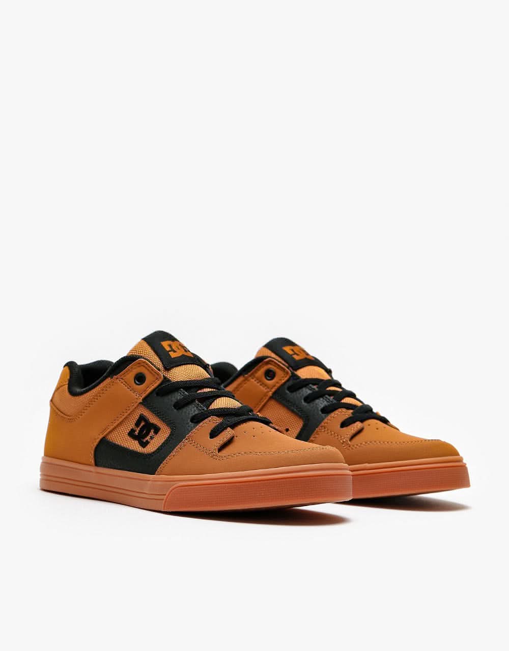DC Pure Elastic Kids Skate Shoes - Wheat/Black