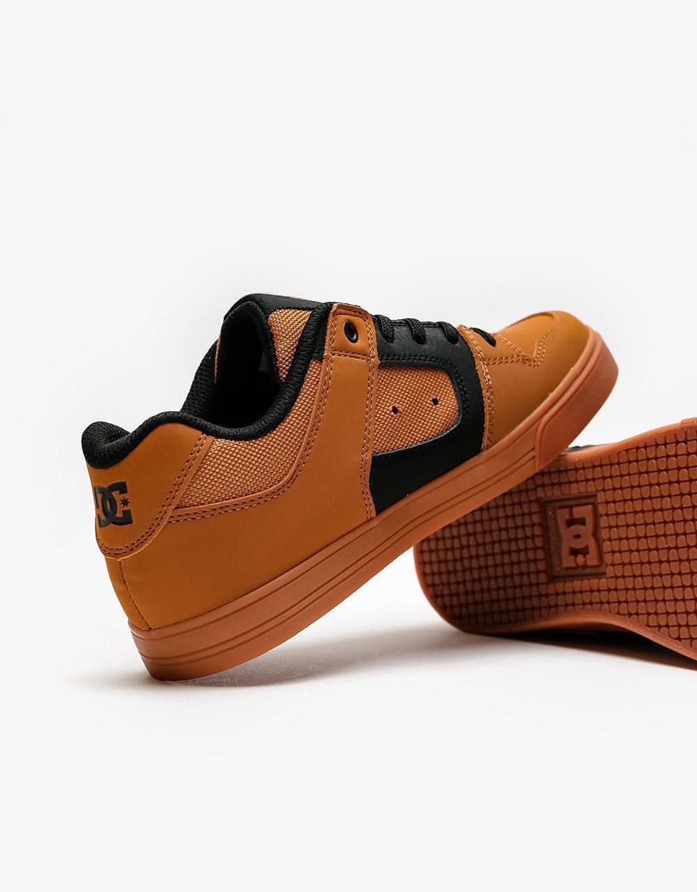 DC Pure Elastic Kids Skate Shoes - Wheat/Black
