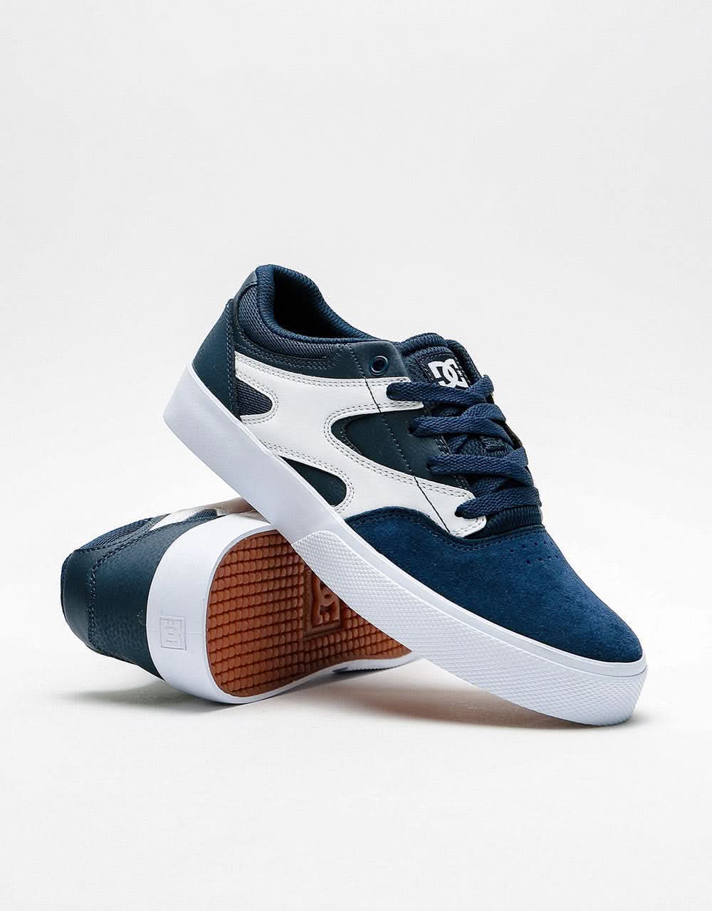 DC Kalis Vulc Kids Skate Shoes - Navy/White