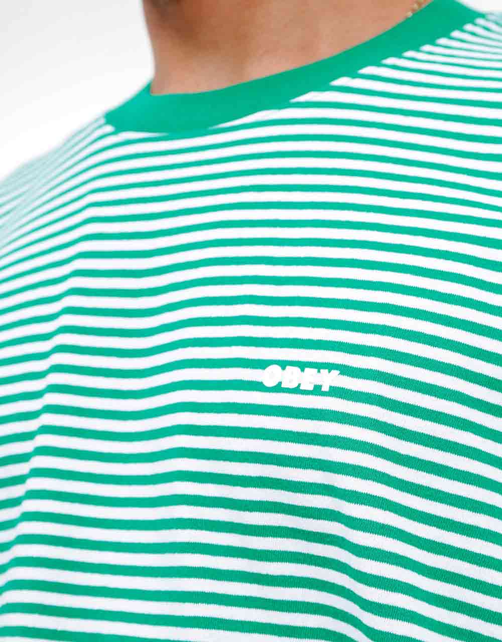Obey Ideals Organic Stripe T-Shirt - Vital Green Multi