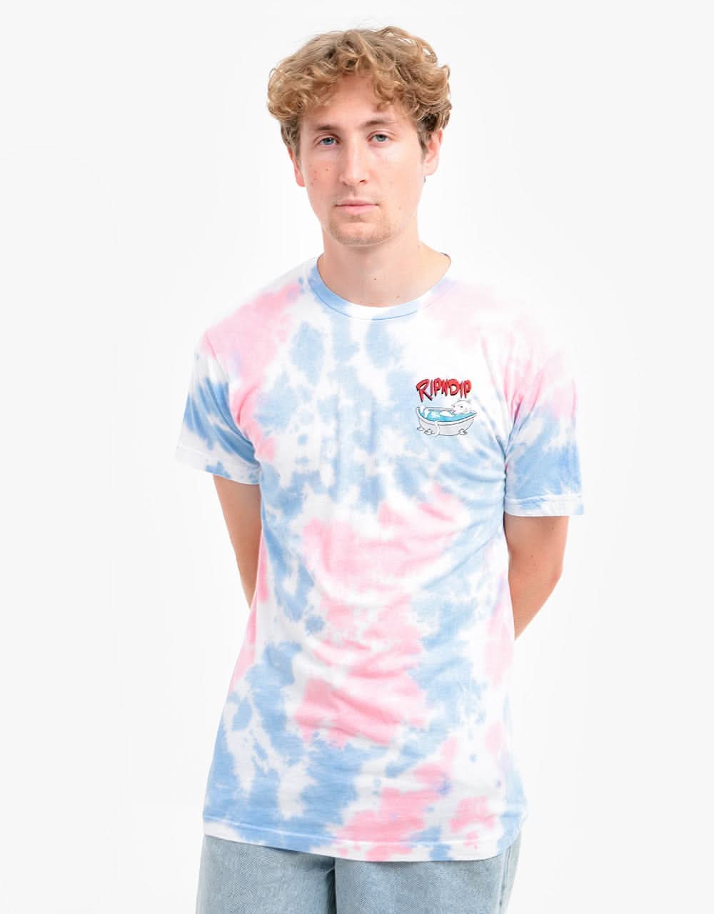 RIPNDIP Bath Time T-Shirt - Periwinkle & Pink Tie Dye