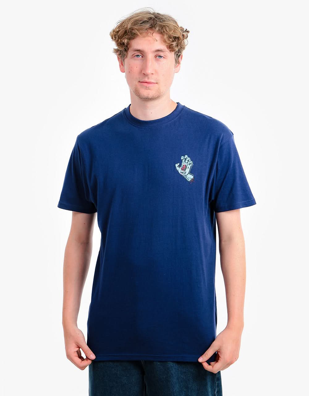 Santa Cruz Screaming Hand Chest T-Shirt - Dark Navy