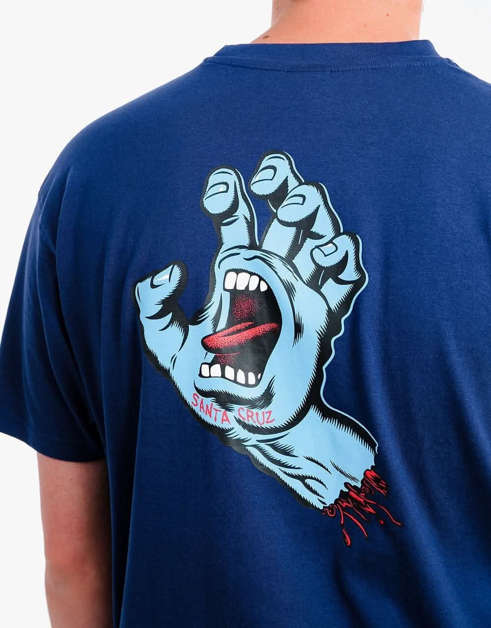 Santa Cruz Screaming Hand Chest T-Shirt - Dark Navy