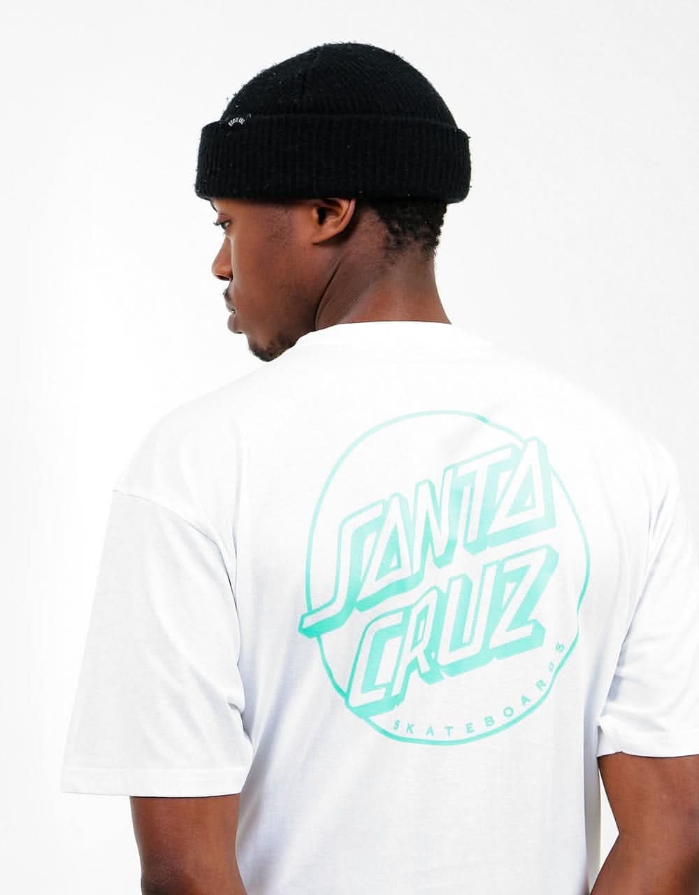 Santa Cruz Opus Dot Stripe T-Shirt - White/Jade Green