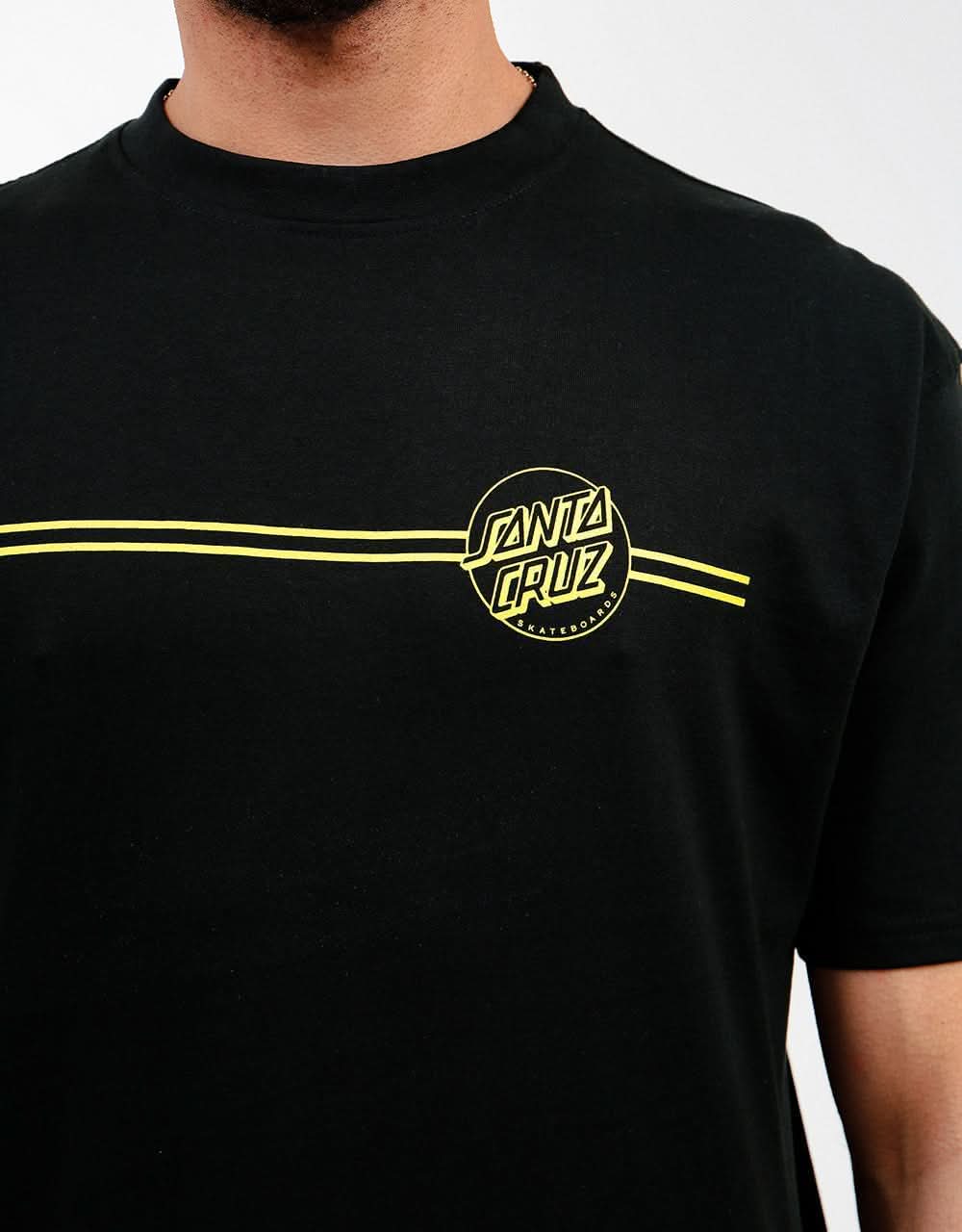 Santa Cruz Opus Dot Stripe T-Shirt - Black/Yellow