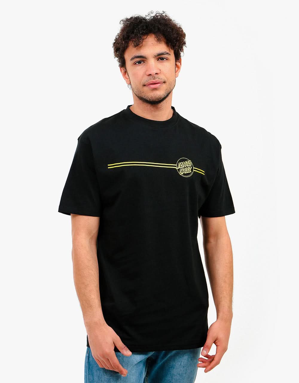 Santa Cruz Opus Dot Stripe T-Shirt - Black/Yellow