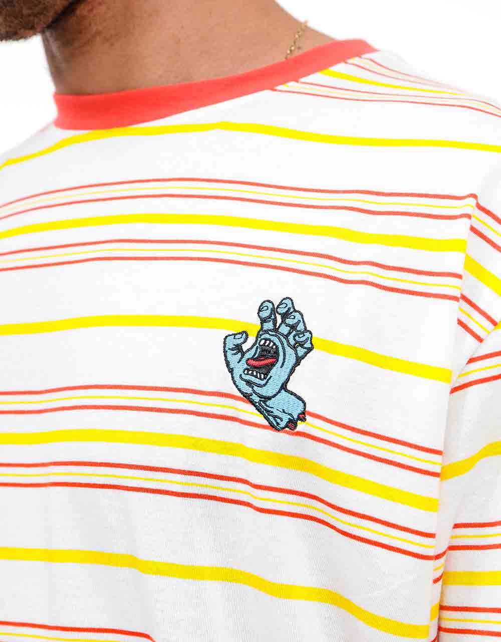 Santa Cruz Mini Hand Stripe T-Shirt - White