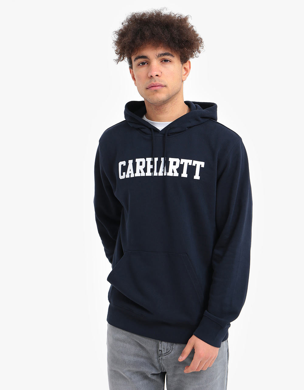 Carhartt WIP Hooded College Sweat - Dark Navy/White – Route One