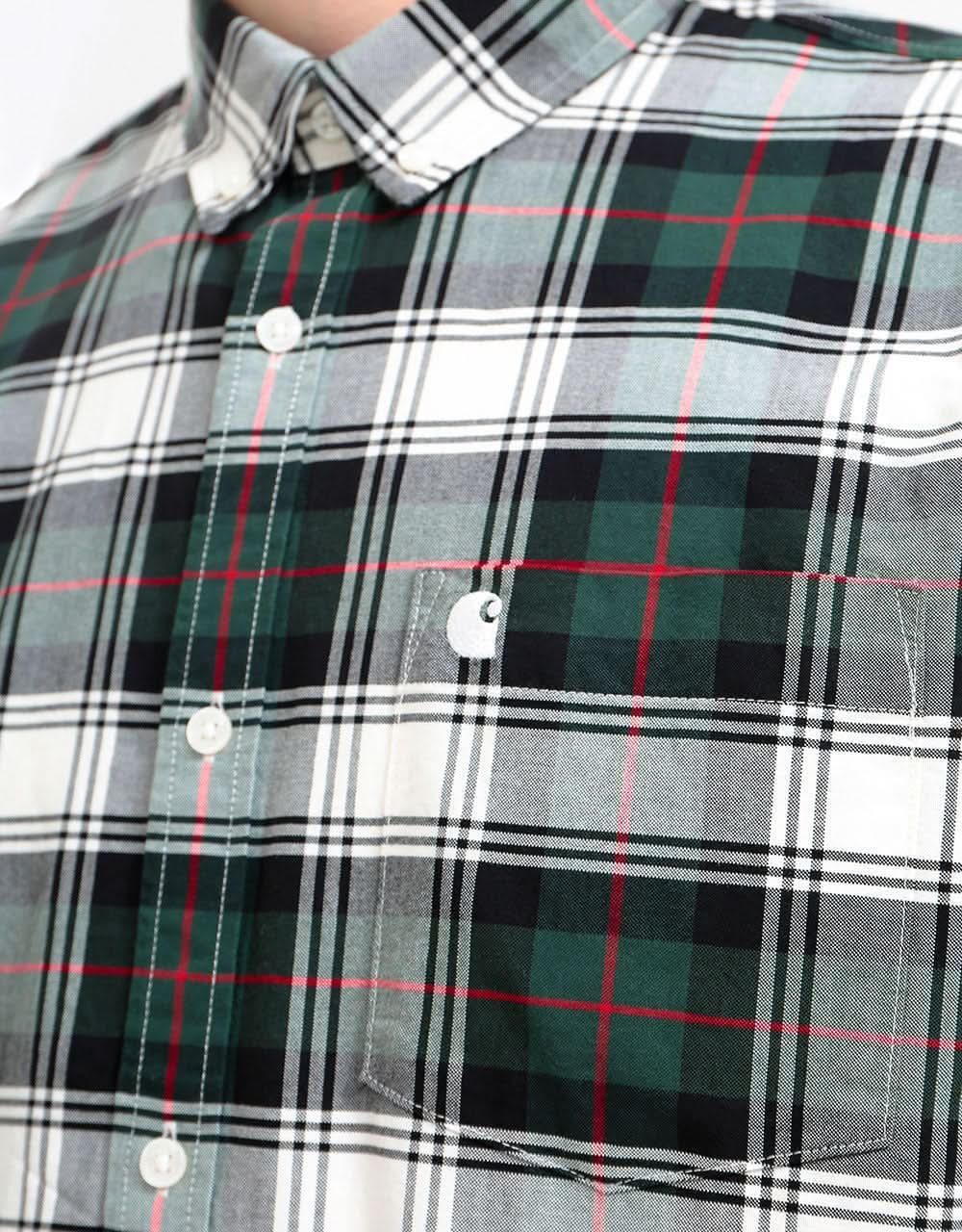 Carhartt WIP L/S Steen Shirt - (Steen Check) Bottle Green