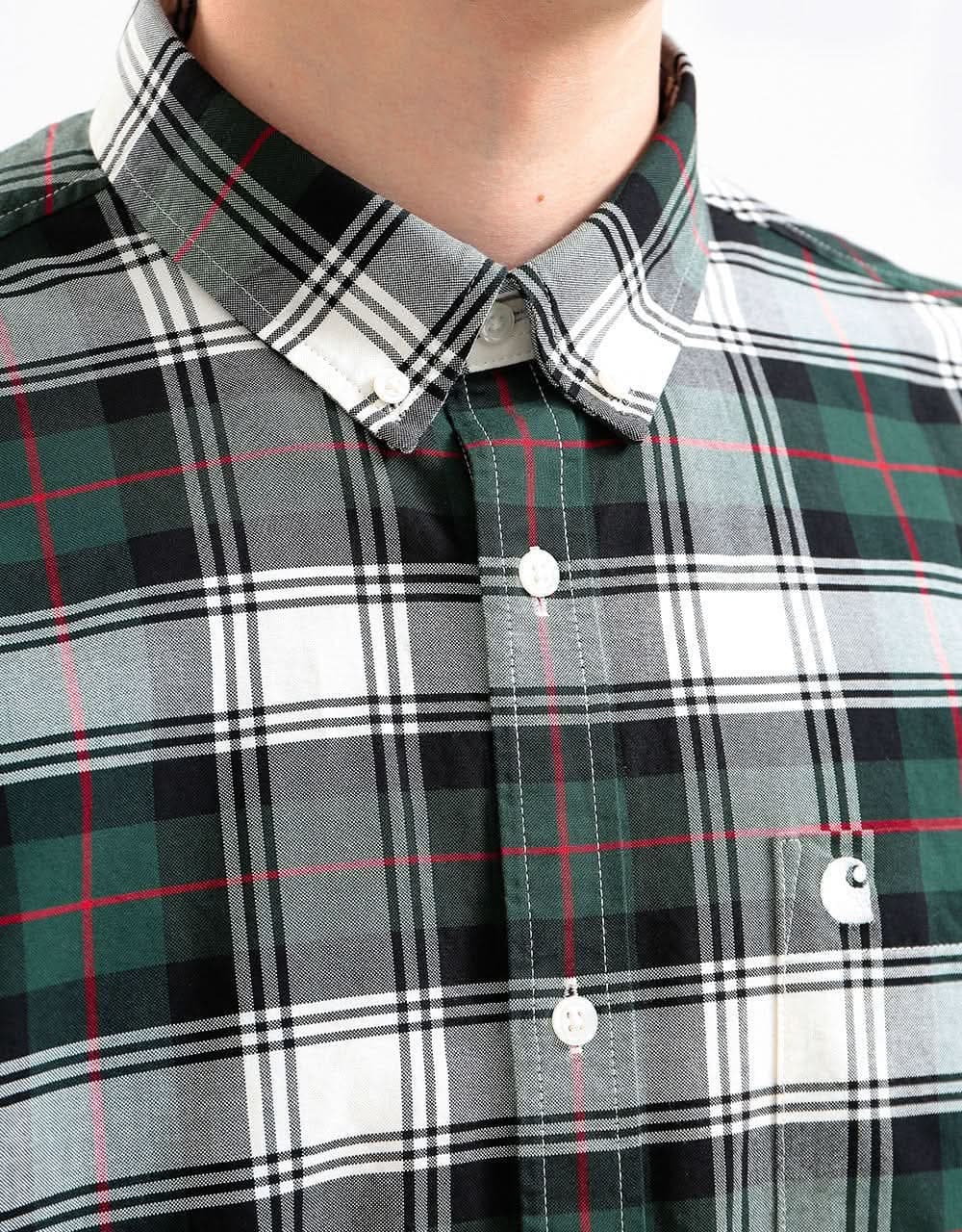 Carhartt WIP L/S Steen Shirt - (Steen Check) Bottle Green