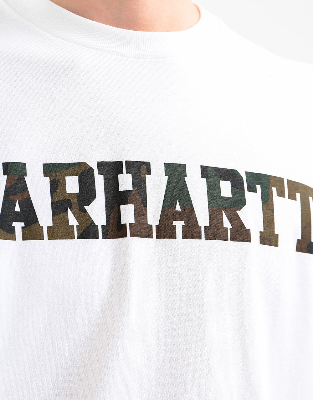Carhartt WIP L/S College T-Shirt - White/Camo Evergreen