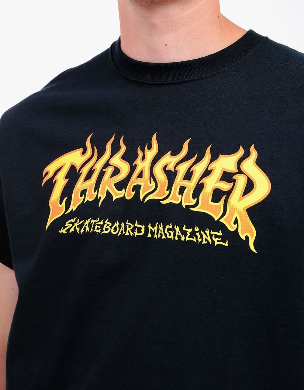 Thrasher Fire Logo T-Shirt - Black