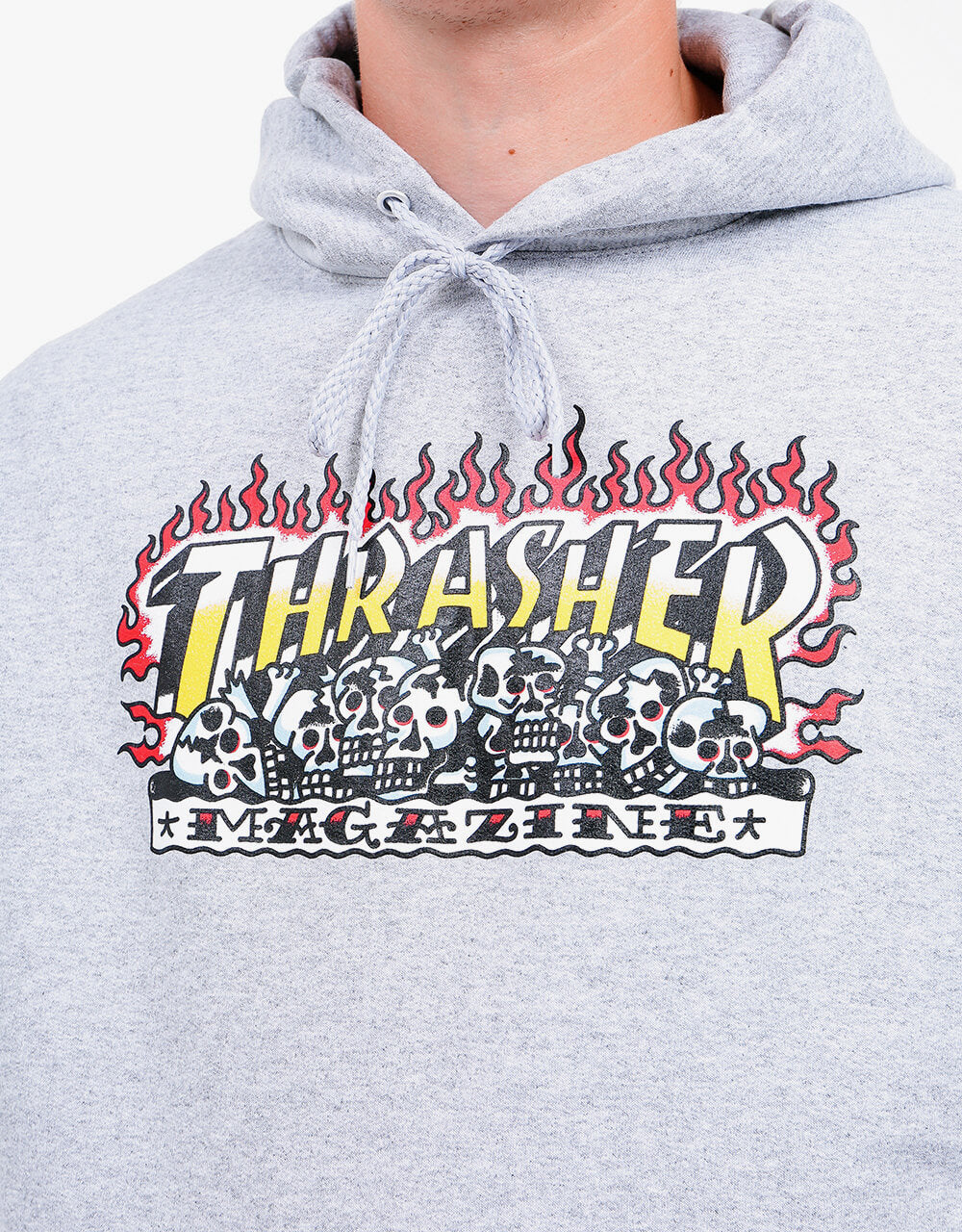 Thrasher Krak Skulls Pullover Hoodie - Heather Grey