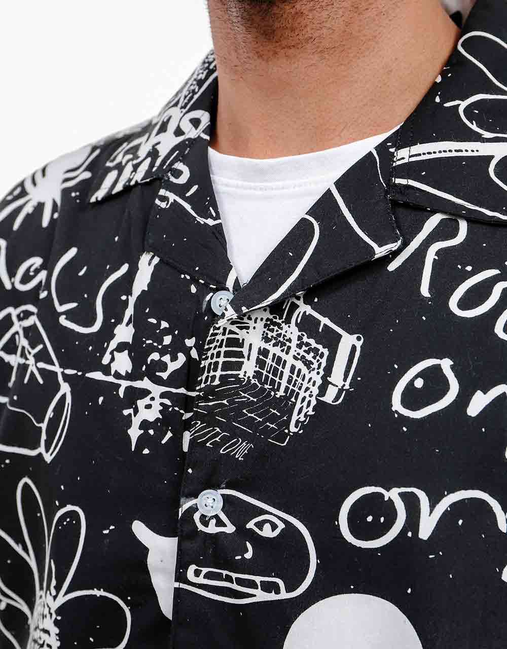 Route One Montana Shirt - Doodle Black