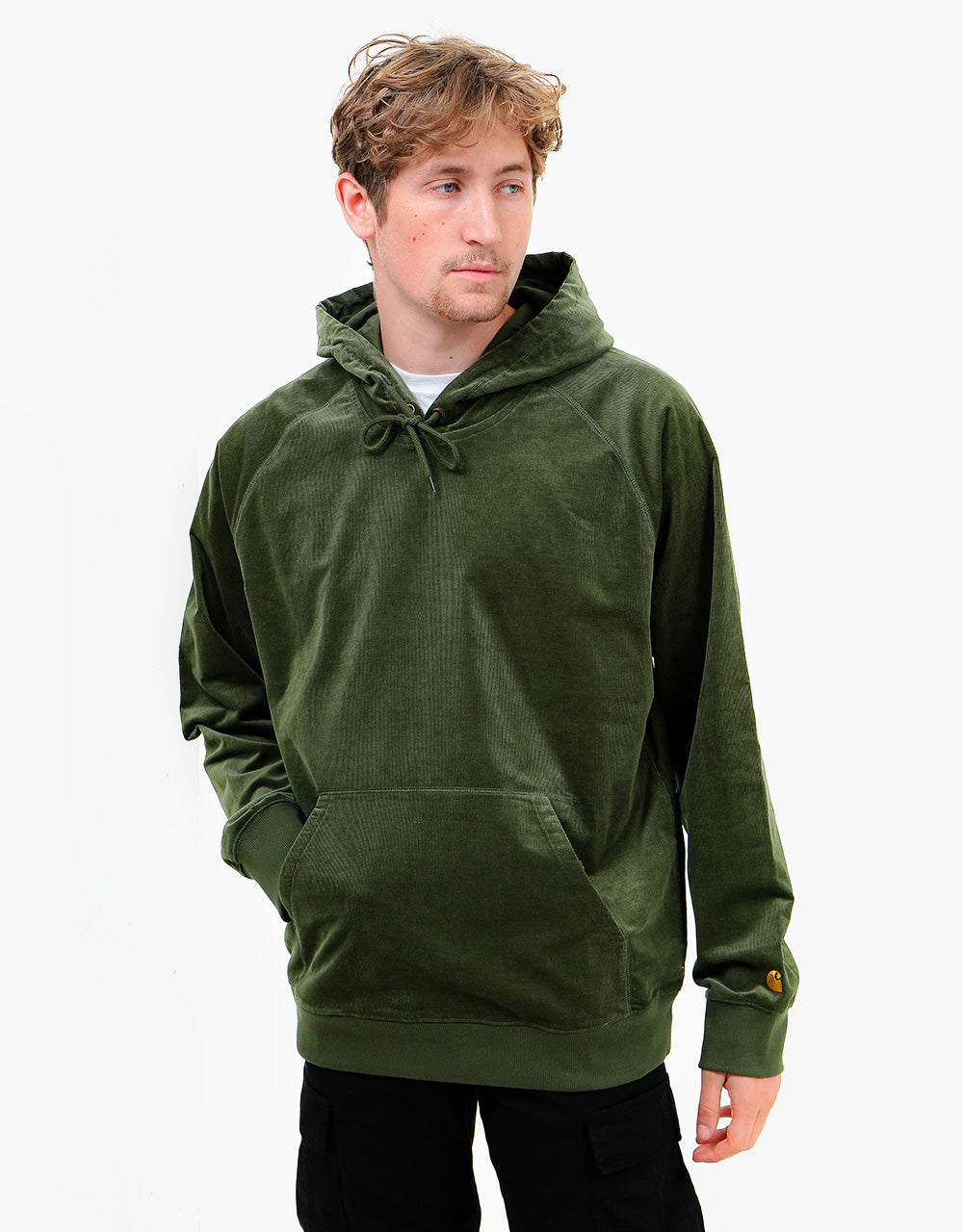 Carhartt WIP Hooded Cord Sweatshirt - Dollar Green/Gold