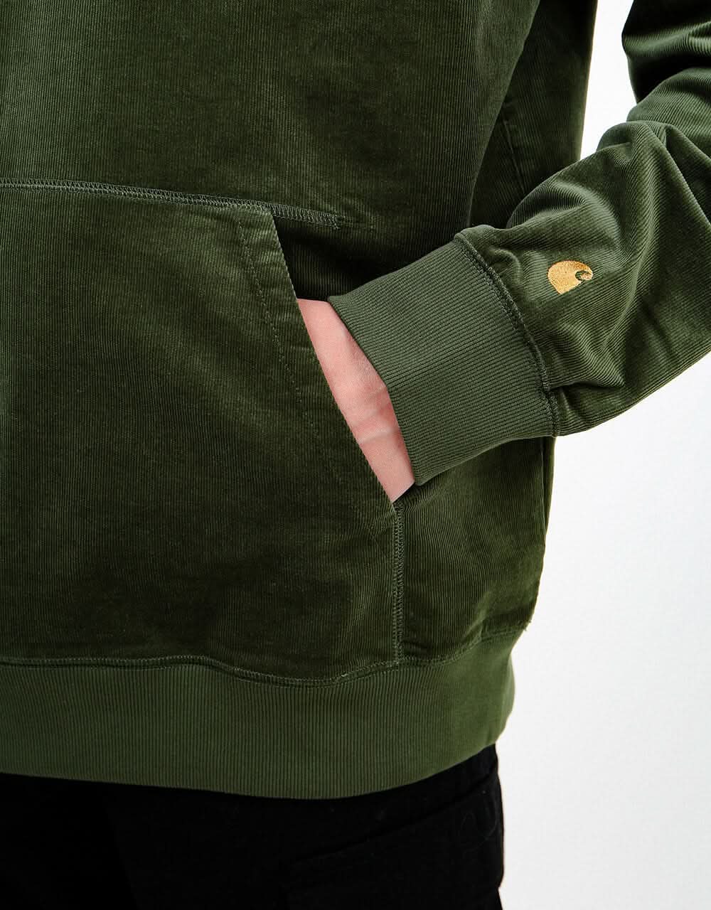 Carhartt WIP Hooded Cord Sweatshirt - Dollar Green/Gold
