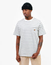 Carhartt WIP S/S Scotty Pocket T-Shirt - Scotty Stripe-White Heather/Grey