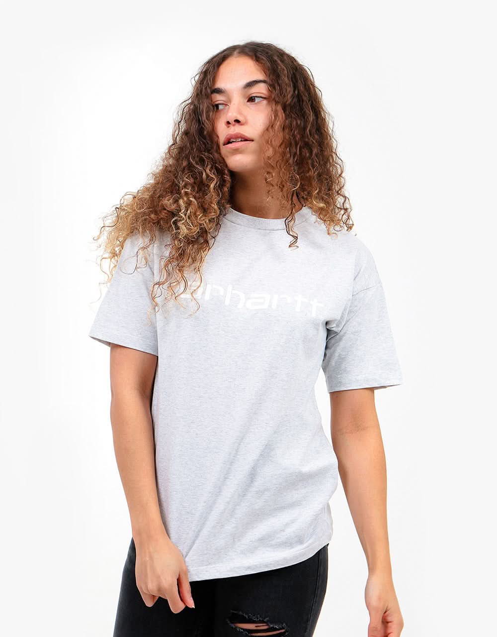 Carhartt WIP Womens S/S Script T-Shirt - Ash Heather/White