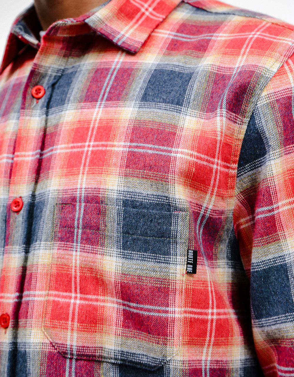 Route One Grasmoor Flannel Shirt - Red/Multi