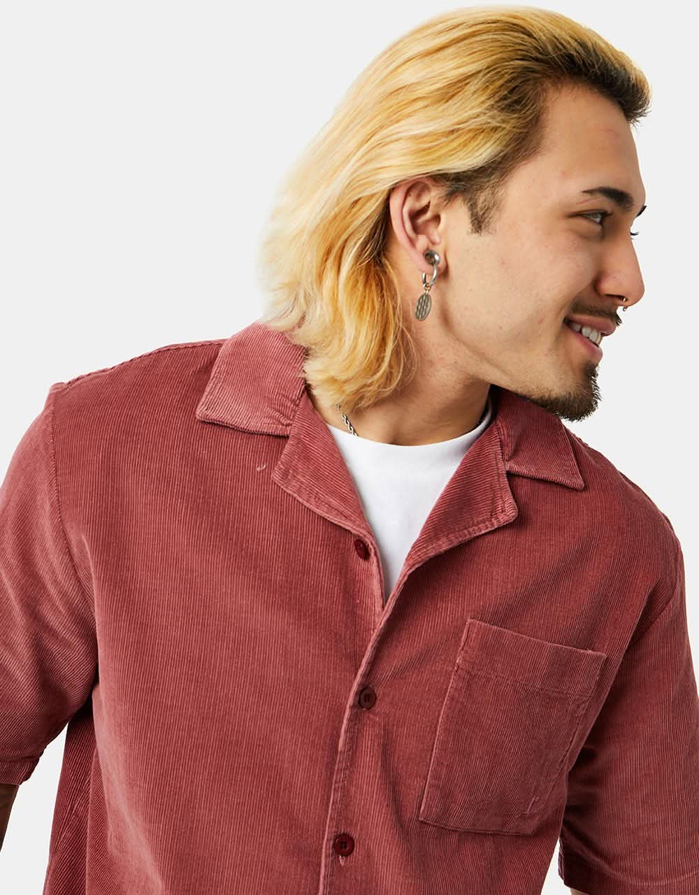 Route One Cord Pool Shirt - Dusty Pink