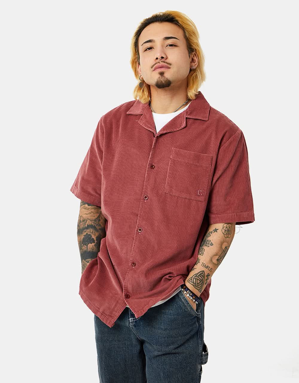 Route One Cord Pool Shirt - Dusty Pink