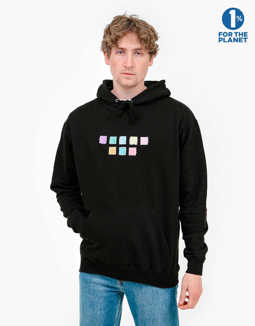 Route One Outlined Pullover Hoodie - Black
