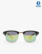 Route One New Clubmaster Sunglasses - Black Green Mirrored Lens