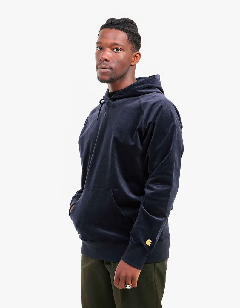 Carhartt WIP Hooded Cord Sweatshirt - Dark Navy/Gold – Route One